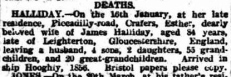 Hester Squires death announcement, The Advertiser, Adelaide, Tuesday 21 March 1905